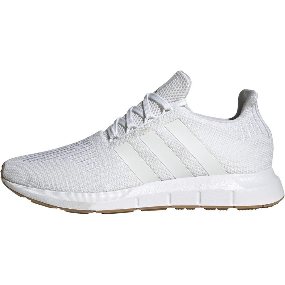 Men's White/Black Lace Up Closed Toe Rubber Sole Casual Running Sneakers